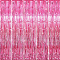 GOER 3.2 ft x 8.2 ft Metallic Tinsel Foil Fringe Curtains Party Photo Backdrop Party Streamers for Galentines Day,Birthday,Graduation,New Year Eve Decorations Wedding Decor (5 Packs,Hot Pink)