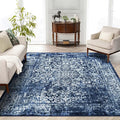 vivorug 6x9 Area Rugs, Stain Resistant Washable Rug for Living Room, Vintage-Inspired (Navy Blue, 6'x9')