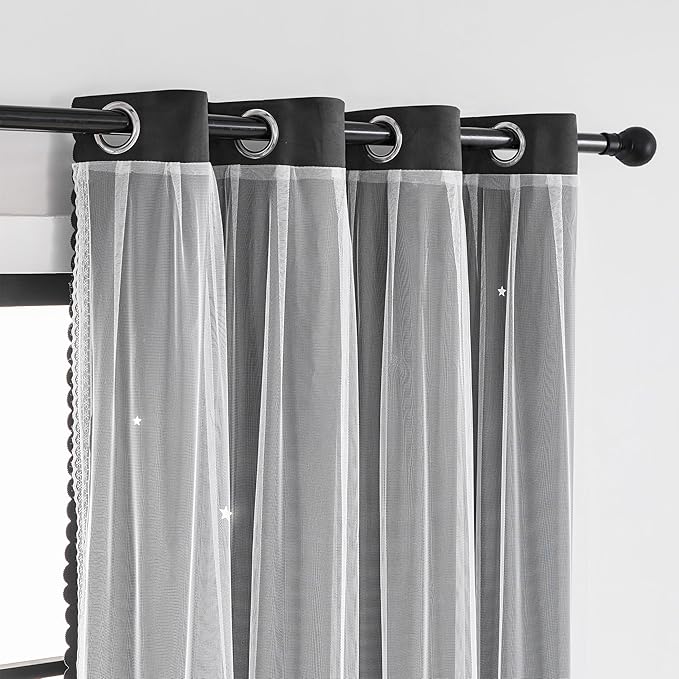 XiDi Curtains for Bedroom Decor, Rainbow Black 52/90/1