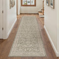 Brown 2x8 Runner Rug Vintage Area Carpet Hallway Indoor Kitchen Washable Low Pile Traditional Distressed Retro Accent Throw Rug Non Slip for Laundry Bathroom Office