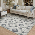 Ivory Grey 4x6 Area Rug Washable Moroccan Shag Office Carpet Non Slip Soft Neutral Boho Floor Mat Plush Pile Throw Rug for Entryway Kitchen Dining Room Bedroom Living Room