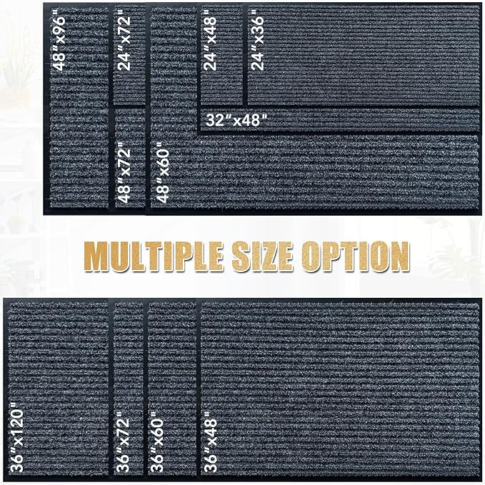 Front Door Mat,2.7'x4'Indoor Outdoor Door Mat,Heavy Duty Durable Welcome,Commercial Floor Mats Inside Outside Entrance, Waterproof All-Season, All-Weather Non Slip Backing Doormat for Entryway,Black