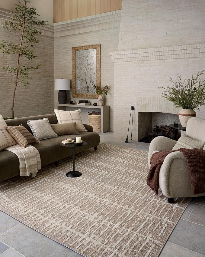Loloi Amber Lewis Bexley Collection BEX-02 Taupe/Natural 9' x 13' Area Rug Neutral, Textured, Living, Bedroom, Dining, Carpet