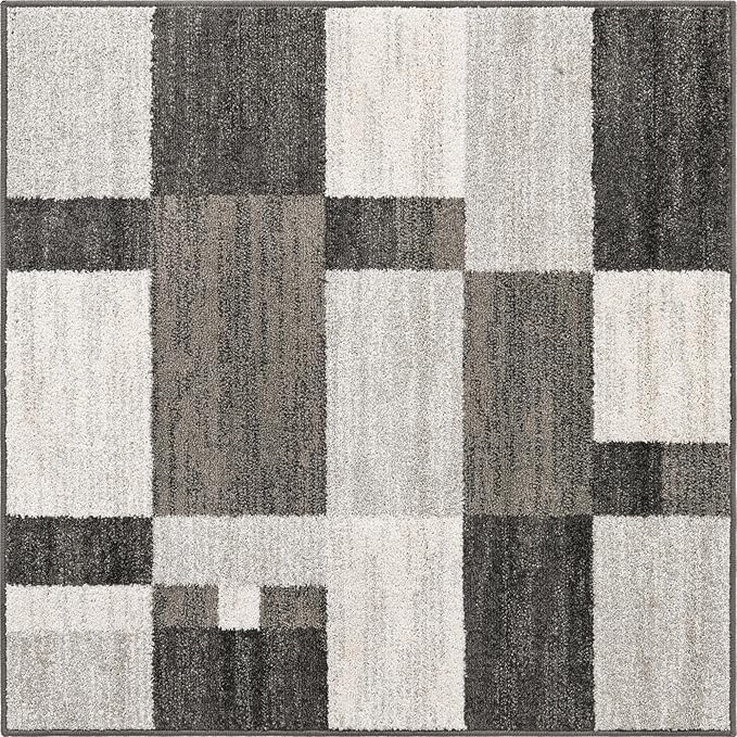 Unique Loom Autumn Collection Area Rug - Providence (4' 1" Square, Gray/ Ivory)