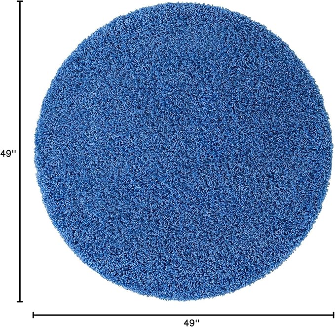 Unique Loom Solid Shag Collection Area Rug (4' 1" Round, Periwinkle Blue)