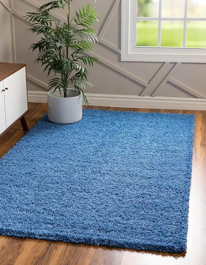 Unique Loom Solid Shag Collection Area Rug (3' 3" x 5' 3" Rectangle, Periwinkle Blue)