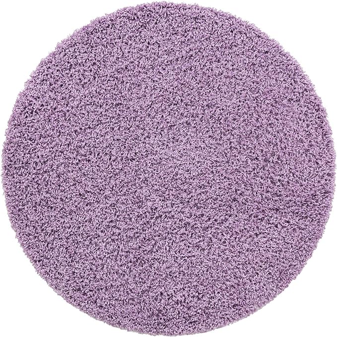 Unique Loom Solid Shag Collection Area Rug (4' 1" Round, Lilac)