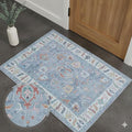 Fame Rugs Blue Modern Oushak Rug 3x5, Washable Vintage Turkish Colorful Oriental Antique Inspired Foldable Small Area Rugs, Luxury Living Room Bedroom (381LB, 2'6" x 5')