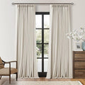 94 Inch Natural Blackout Linen Curtains 2 Panels Set for Bedroom Living Nursery Neutral Pinch Pleated 100% Black Out Thermal Insulated Cream Ivory Curtain for Energy Efficient Pinch Pleat Drape 40x94