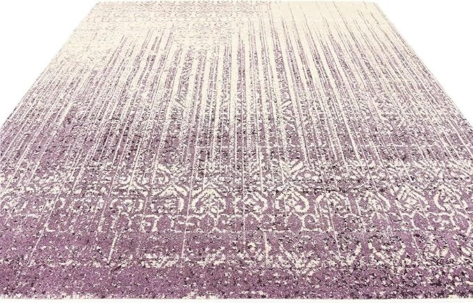 Unique Loom Del Mar Collection Area Rug - Jennifer (7' 10" Square, Purple/ Ivory)