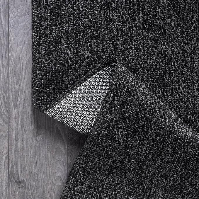 Easy Jute Rug 9x12 Indoor Outdoor Natural Rugs Solid Fiber Rug Woven Area Rug Boho Easy Clean Inside Carpet for Living Room Bedroom Dining Room Hallway or Outdoor Patio Porch (9 X 12 Dark Grey)