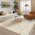 6x9 Brown Area Rug Non Slip Vintage Living Room Distressed Machine Washable Carpet Traditional Indoor Bedroom Brown Retro Floral Accent Throw Rug for Office Kitchen Dorm Dining Room