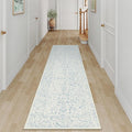 2x8 Blue Runner Rug Hallway Non Slip Kitchen Vintage Distressed Long Carpet Indoor Machine Washable Retro Floral Bedroom Accent Throw Rug for Office Laundry Bathroom Dining Living Room