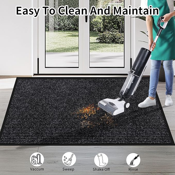 Front Door Mat Indoor Outdoor Entrance, 48" x 72" All-Season Heavy Duty Waterproof Doormat, Non-Slip Absorbent Entryway Mat, Easy to Clean, Low Profile Commercial Floor Mat for Indoor Outdoor