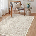 Light Brown Area Rug 3x4 Office Entryway Rug Machine Washable Kitchen Vintage Distressed Non Slip Carpet Indoor Retro Floral Accent Throw Door Mat for Bathroom Bedroom Dining Living Room