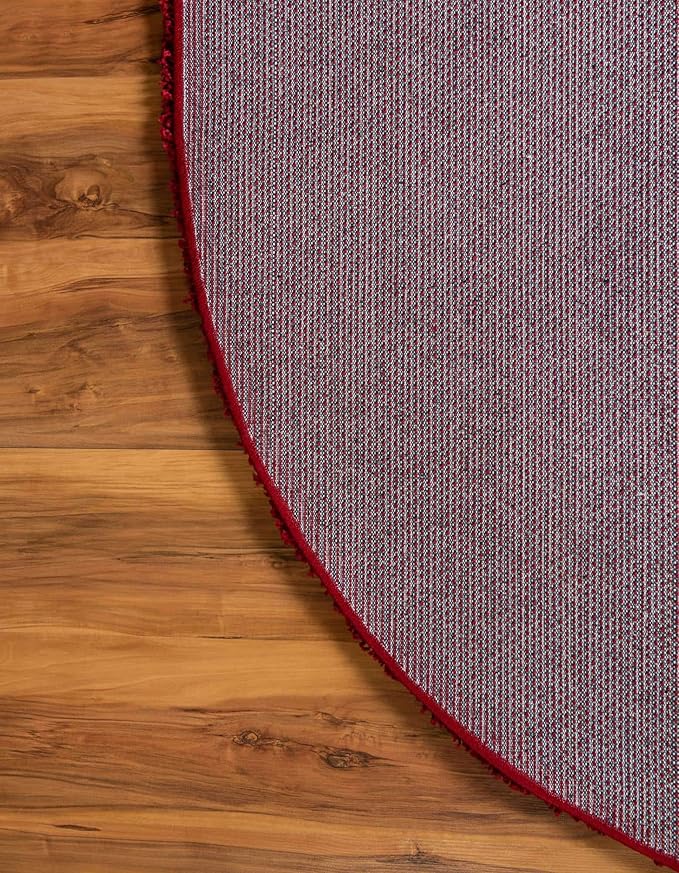 Unique Loom Solid Shag Collection Area Rug (8' Round, Cherry Red)