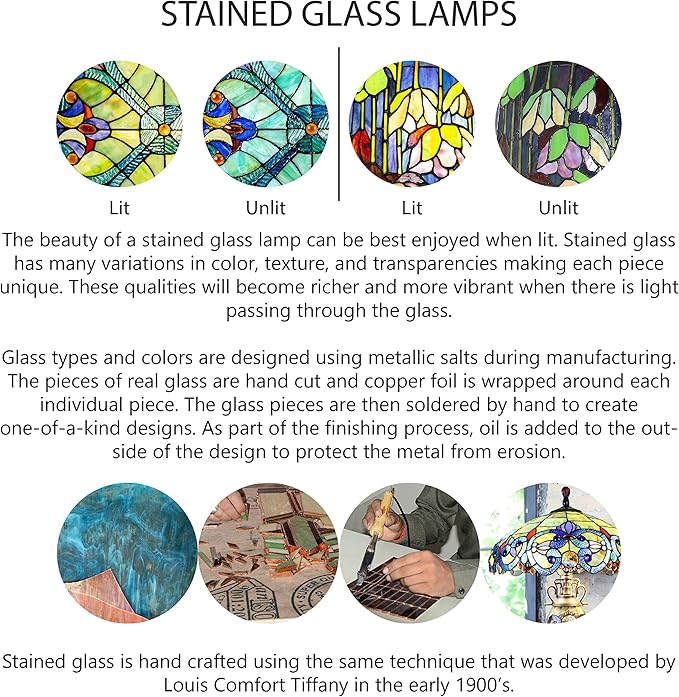 RIVER OF GOODS - Stained Glass Halston Double Lit Table Lamp - 24.5" H - Decorative Lamp for Bedroom - Bedside Lamp - Desk Lamps for Home Office - Tiffany Style - Amber