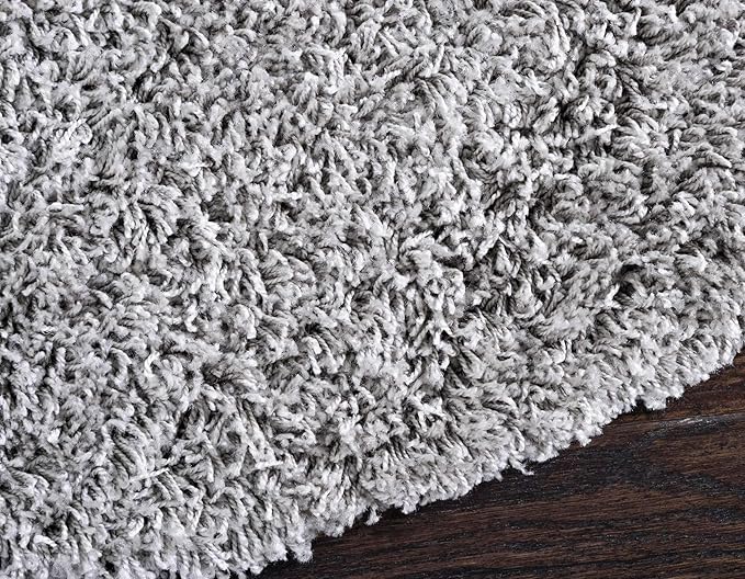 Unique Loom Solid Shag Collection Area Rug (8' Round, Cloud Gray)