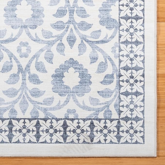 Gertmenian Indoor Boho Area Rug | Home Decor for Entryway, Bedroom, Living Room, Office, Kitchen | Non Slip, Soft, Printed Accent Rugs | Esme, Blue, 3x5 Small, 24559