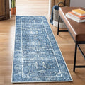 Bloom Rugs Washable Non-Slip 12 ft Runner - Blue Traditional Runner for Entryway, Hallway, Bathroom, and Kitchen - Exact Size: 2.5' x 12'