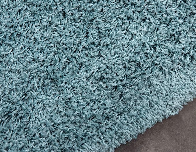 Unique Loom Solid Shag Collection Area Rug (8' Round, Light Slate Blue)