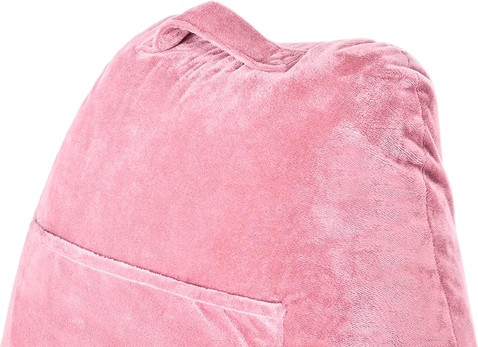 Husband Pillow Pink, Original Reading Pillow in Bed Rest Chair, Shredded Memory Foam Large Lounge Cushion Adult Backrest with Arms, Comfy Back Support for Sit Sitting Up, Washable/Removable Cover