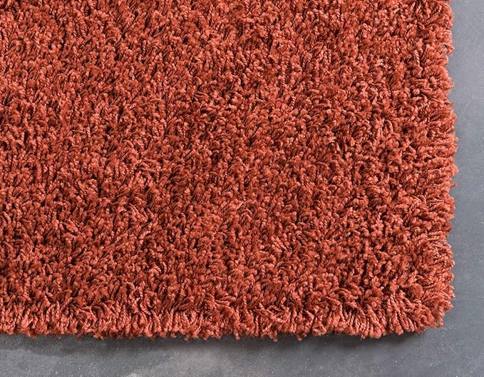 Unique Loom Solid Shag Collection Area Rug (5' 1" x 8' Rectangle, Terracotta)