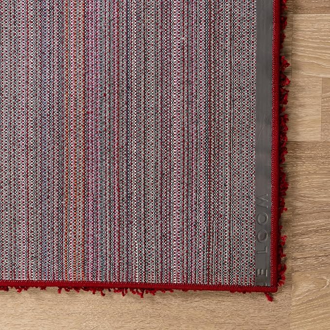 Unique Loom Solid Shag Collection Area Rug (9' x 12' 2" Rectangle Cherry Red)