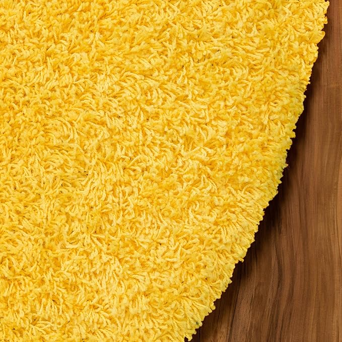 Unique Loom Solid Shag Collection Area Rug (7' 10" x 10' Oval, Tuscan Sun Yellow)