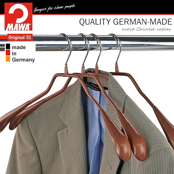 Mawa by Reston Lloyd, Non-Slip Steel Suit/Jacket Hanger, Wide Supportive Sholders with Rotating Hook, Copper, 1 Piece