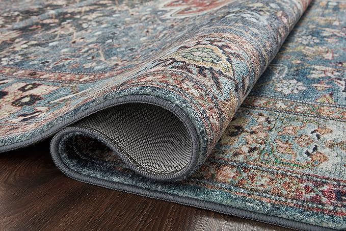 Loloi Margot Collection MAT-05 Ocean/Brick 2'-6" x 7'-6" Runner Rug feat. CloudPile, No-Shed Easy Clean Large Patterned Area Rug for Living Room, Bedroom, Dining Area