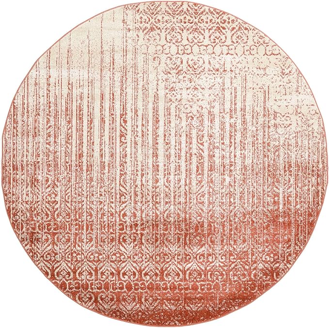 Unique Loom Del Mar Collection Area Rug - Jennifer (7' 10" Round, Red/ Beige)