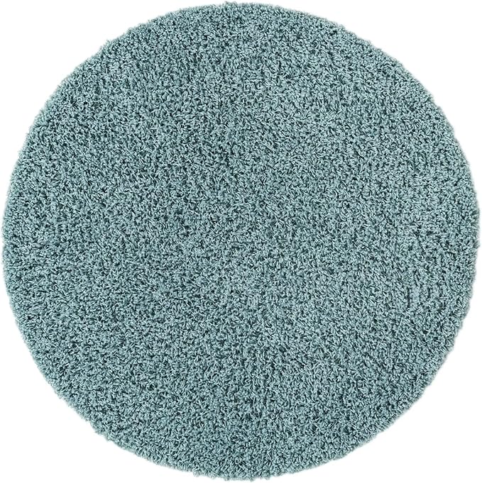 Unique Loom Solid Shag Collection Area Rug (3' 3" Round, Light Slate Blue)