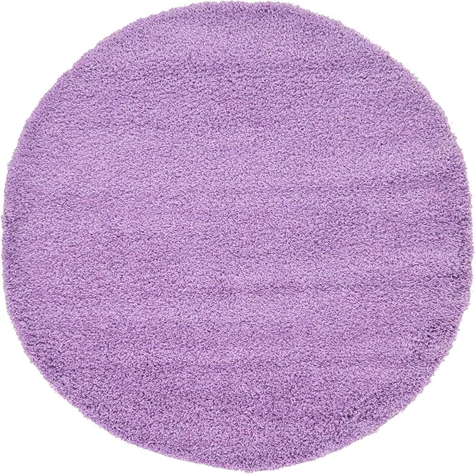 Unique Loom Solid Shag Collection Area Rug (6' 1" Round, Lilac)