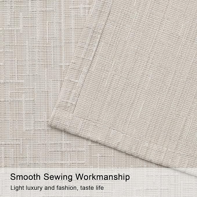 Linen Curtains 205 inch Length 2 Panels for High Ceiling Extra Long Thick Faux Linen Window Drapes Burlap Textured Curtains with Grommet for 2 Story High Living Room (52x205 Beige)