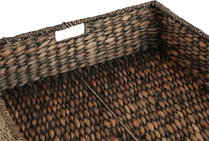 happimess BSK2015B Holden 30" Classic Costal Hand-Woven Hyacinth Wicker Under Bed Storage Basket with for Storage and Decoration in Bathroom, Bedroom, Closet, Entryway, Brown