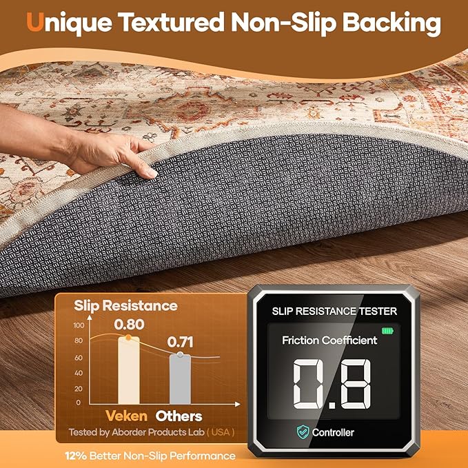 Veken 4 Ft Round Non Slip Cushioned Rug Pad Gripper, Felt and Silicone Backing, 1/4 inch Thick Carpet Liner for Hardwood Floors and Finishes, Under Area Rugs Anti Skid Mat, Keep Rugs Safe and in Place