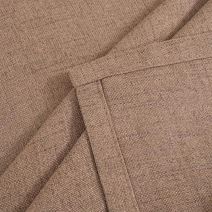 YoungsTex Mocha Brown Linen Curtains 84 Inch Length for Living Room Window, Light Filtering Drapes with Grommet Semi Sheer Rustic for Bedroom, 2 Panels, 52 X 84 Inch