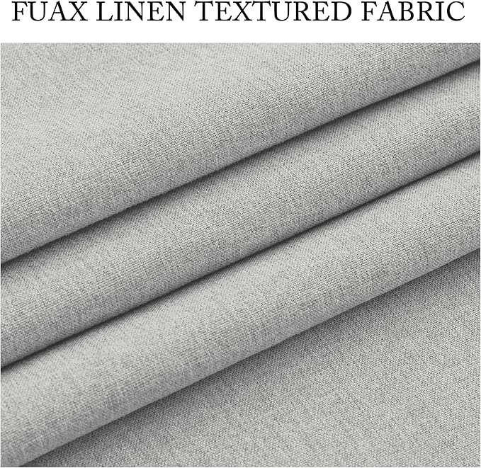 RYB HOME 4 in 1 Set Dust Filter - Soundproof - Blackout - Insulating, Energy Efficiency Linen Curtains for Kids Bedroom Living Room Divider Apartment Hotel Office Theatre, Grey, W 52 x L 108, 2 Pcs