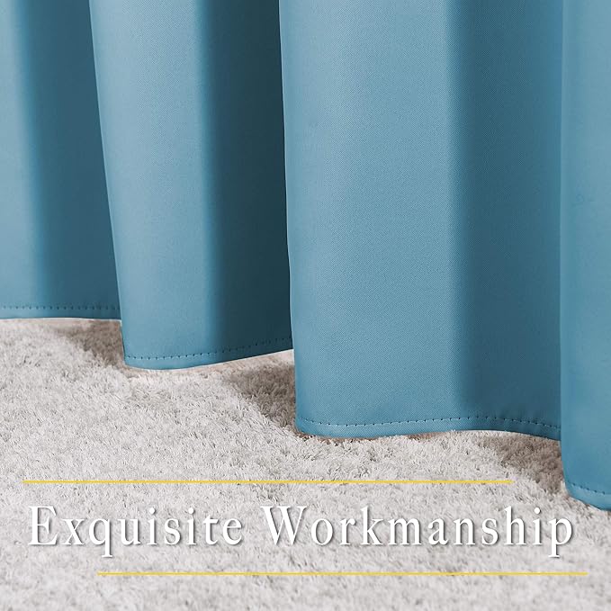 NICETOWN Room Darkening Curtain Panels - Home Fashion Ring Top Thermal Insulated Room Darkening Curtains for Bedroom/Living Room (2 Panels, 46" Wide by 90" Long, Teal Blue)