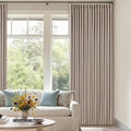 Memory Trained Pinch Pleated 100% Blackout Linen 80 Inch Curtains for Bedroom Room Darkening Light Blocking Burlywood Tan Window Curtain 80 Inches Long Living Room Black Out Pleat Drapes Dual Layer