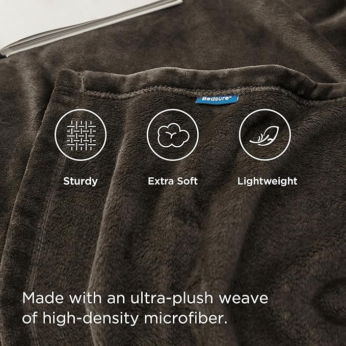 Bedsure GentleSoft Fleece Blanket Twin Size Brown - 300GSM Lightweight Plush Fuzzy Cozy Soft Warm Blanket for Bed, Sofa, Couch, Travel, Camping, 60x80 inches
