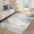 Area Rug Living Room Rugs - 4x6 Abstract Large Soft Indoor Washable Rug Neutral Modern Low Pile Carpet for Bedroom Dining Room Farmhouse Home Office - Beige Blue