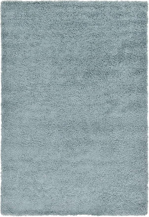 Unique Loom Solid Shag Collection Area Rug (6' 1" x 9' Rectangle, Light Slate Blue)