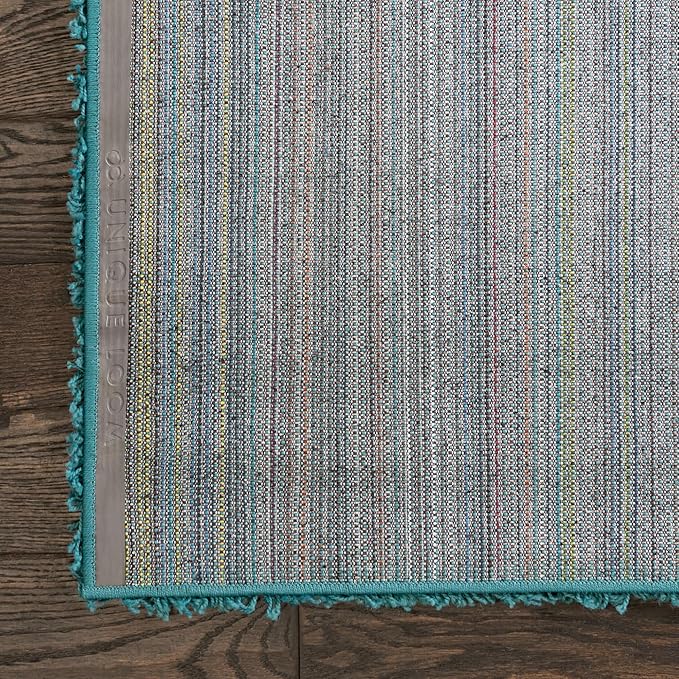 Unique Loom Solid Shag Collection Area Rug (4' 1" x 6' 1" Rectangle, Deep Aqua Blue)