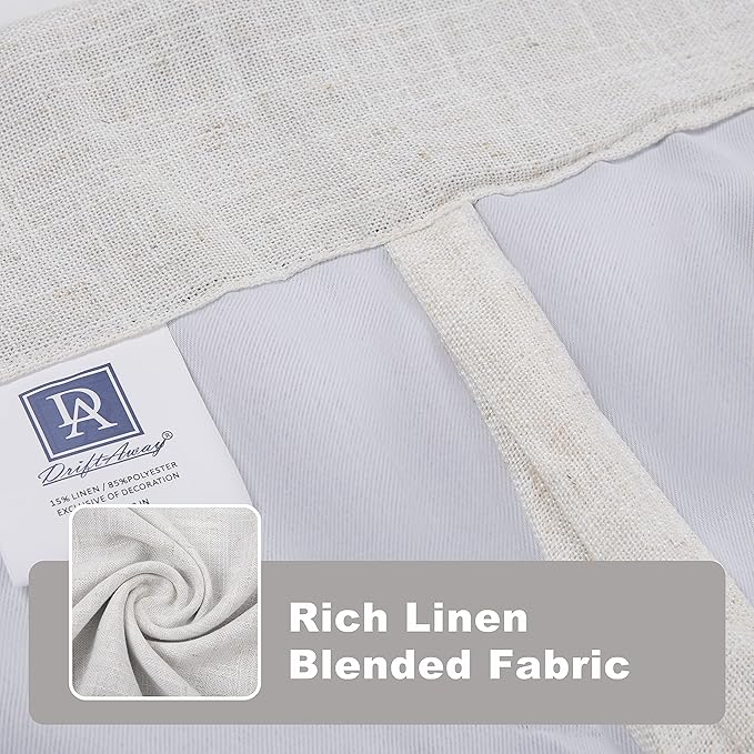 DriftAway Double Layer Linen Blackout Tie Up Curtains Thermal Insulated Fully Lined Balloon Roman Shade Bathroom Window Adjustable Rod Pocket for Small Window 31 Inch by 47 Inch Ivory