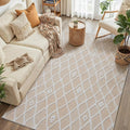 Ivory 4x6 Area Rug Moroccan Shag Office Washable Carpet Soft Non Shedding Neutral Boho Doormat Plush Pile Modern Throw Rug for Entryway Kitchen Dining Room Bedroom Living Room
