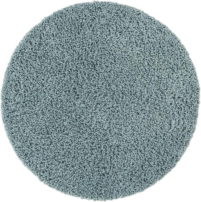 Unique Loom Solid Shag Collection Area Rug (4' 1" Round, Light Slate Blue)