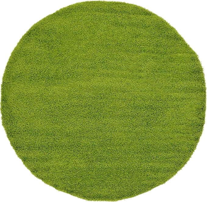 Unique Loom Solid Shag Collection Area Rug (8' Round, Grass Green)