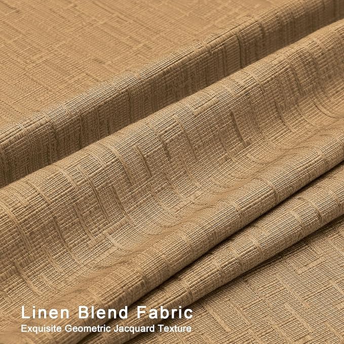 Jacquard Linen Curtains 72 inch Length 2 Panels Thick Faux Linen Blended Window Drapes Burlap Textured Curtains with Grommet for Living Room Bedroom Farmhouse (52x72 Light Coffee) Natural